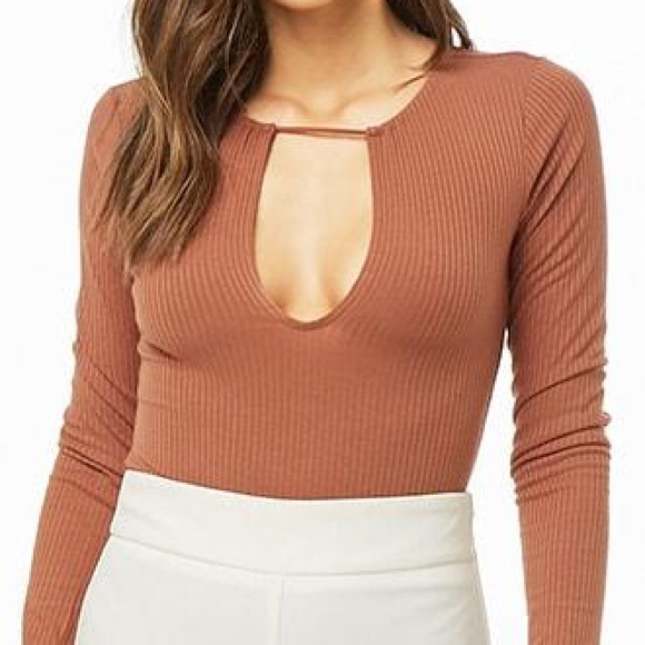 Forever 21 Tops - NWOT Forever 21 Long Sleeve Cutout Bodysuit
